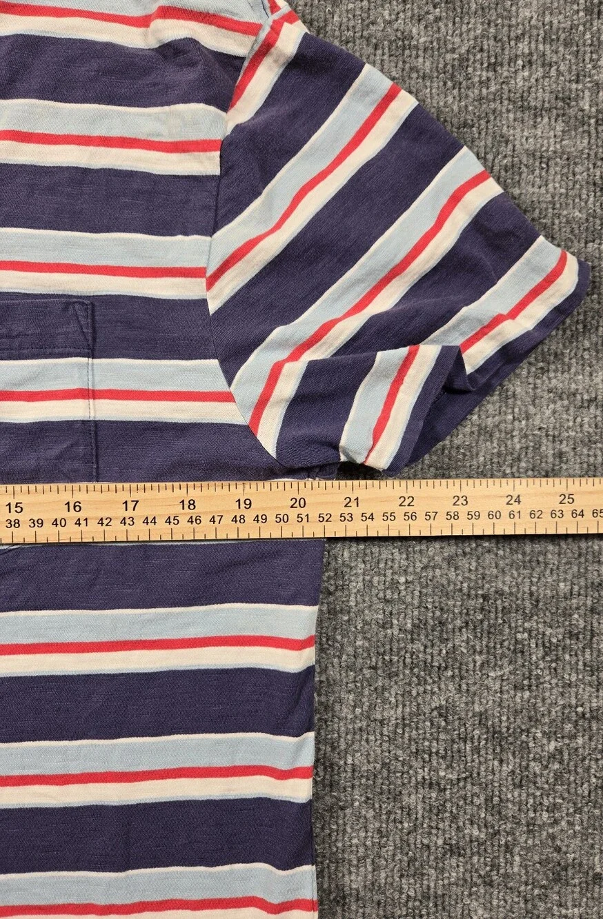 Polo by‎ Ralph Lauren Classic Fit Striped Pocket T-Shirt Anchor Logo Navy M